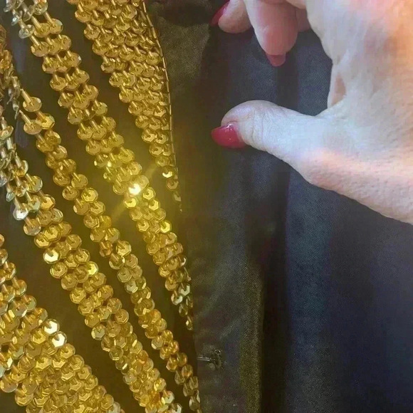 VTG NWT Spencer Jeremy Gold Sequin Jacket Cardigan Party Evening Size Small - Picture 3 of 12